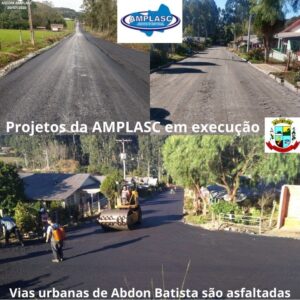 Read more about the article Projetos da AMPLASC em execução: Mais vias urbanas de Abdon Batista são asfaltadas