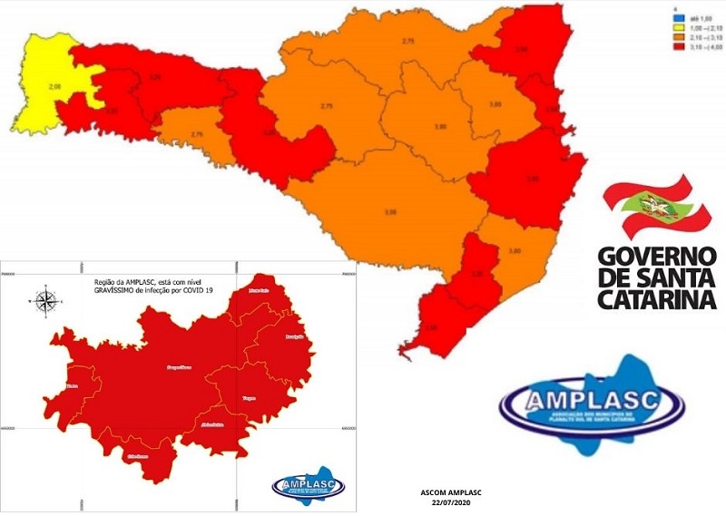 Read more about the article Regional de Saúde do Meio Oeste que englobam AMPLASC e AMMOC entra em nível gravíssimo por causa do Covid-19