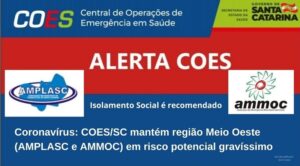 Read more about the article Coronavírus: COES/SC mantém região Meio Oeste (AMPLASC e AMMOC) em risco potencial gravíssimo