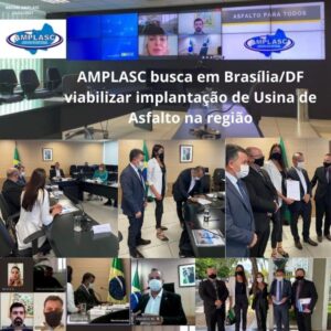 Read more about the article Comitiva da AMPLASC, liderada pela presidente busca em Brasília/DF viabilizar implantação de Usina de Asfalto na região